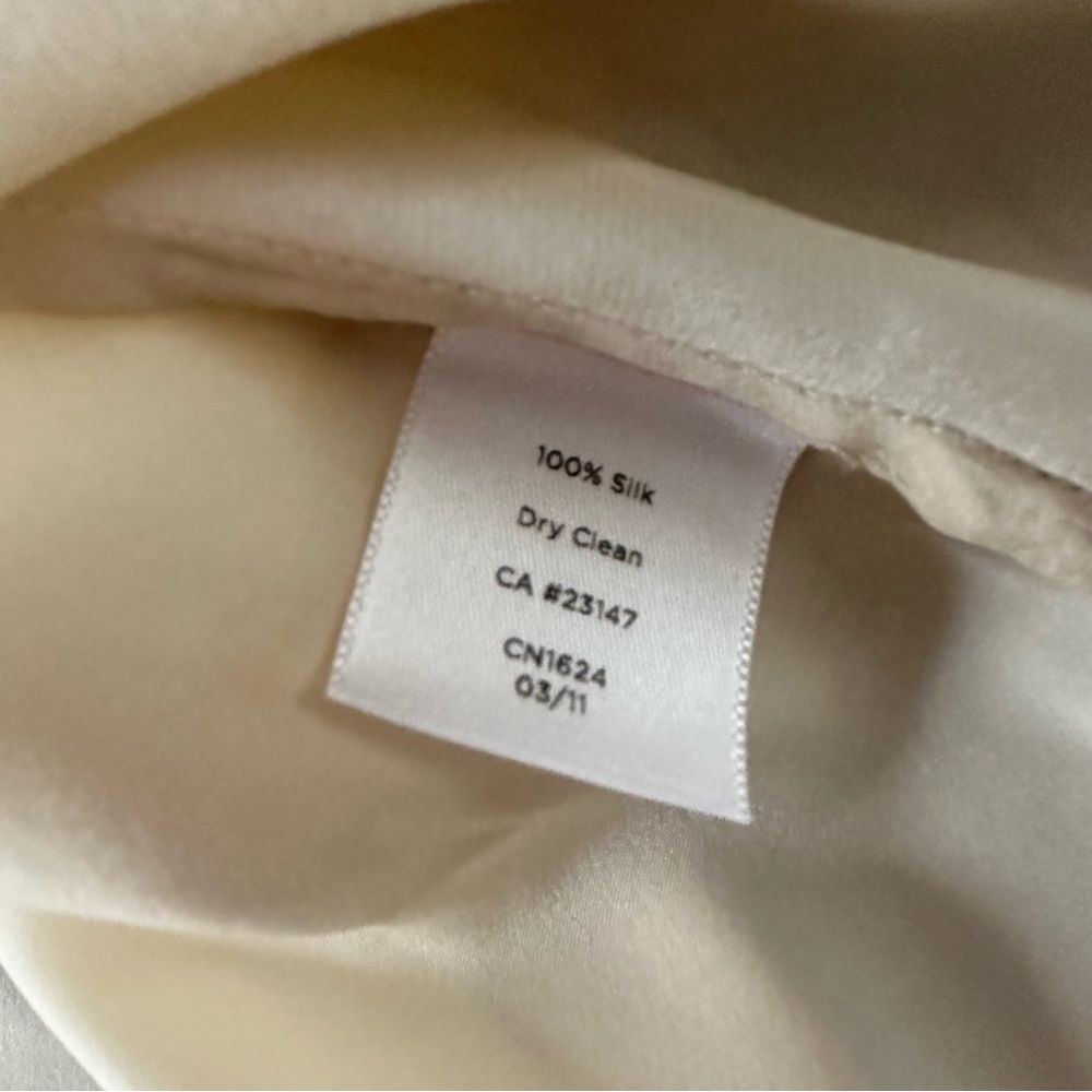 Talbots Silk Cream Asymmetrical Ruffled Blouse - Picture 6 of 8